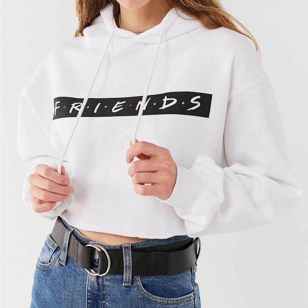 UO Urban Outfitters FRIENDS television series cropped hoodie white LARGE